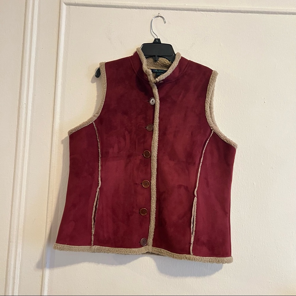 Boden Brown Faux Suede Sherpa Lined Vest size Large